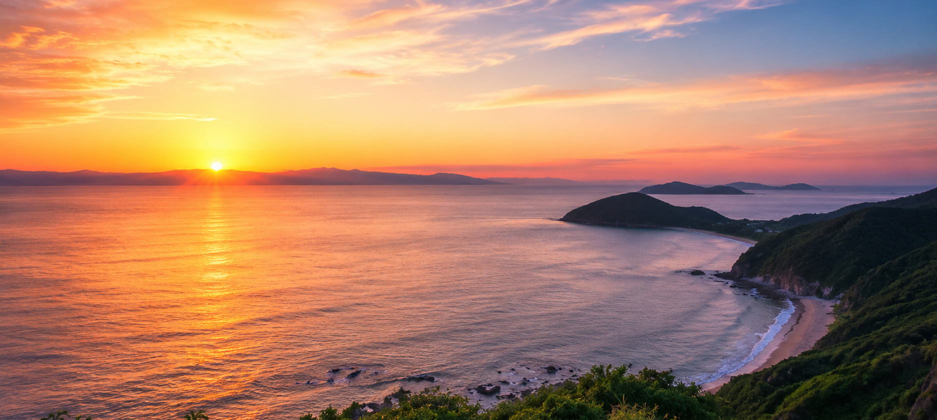 夕方の海と空